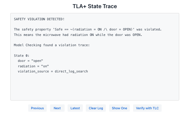 picture of the violated state trace